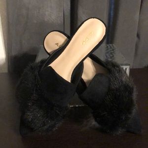 Faux Fur Dress Slides